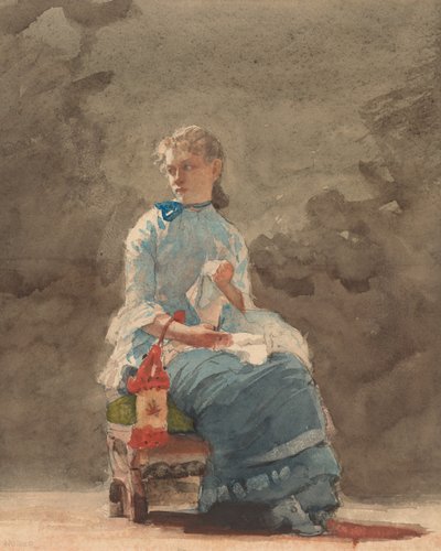 Young Woman Sewing by Winslow Homer