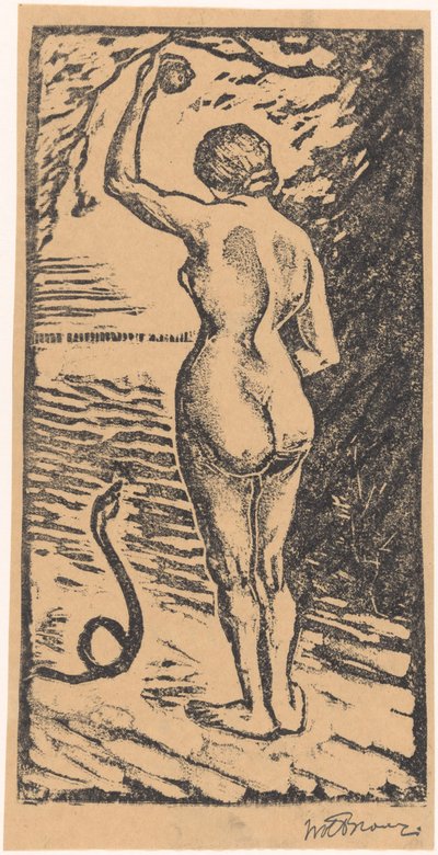 Eve and the Serpent by Wolbartus Brouwer (signed by artist)
