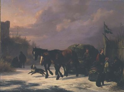 A Horse Drawn Sledge by Booth by Wouterus Verschuur