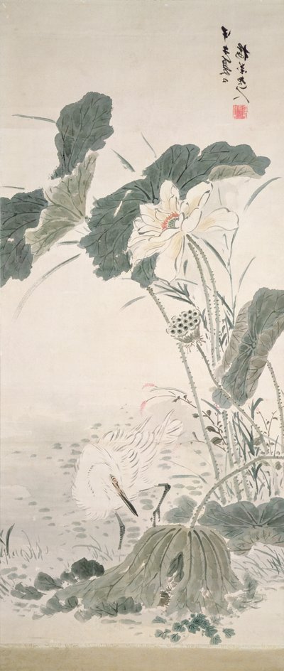 Heron and Lotus by Yamamoto Baiitsu