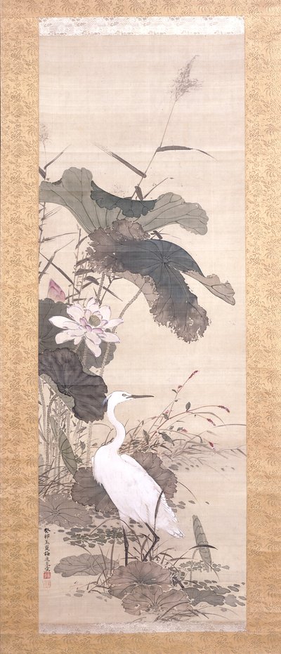 Lotus And Snowy Heron by Yamamoto Baiitsu