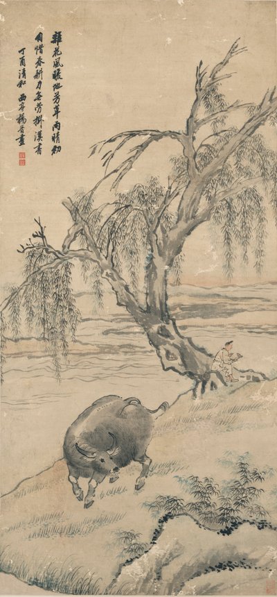 Buffalo on Willow Bank by Yang Jin