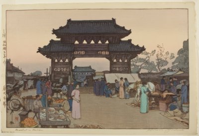 A Market in Mukden by Yoshida Hiroshi