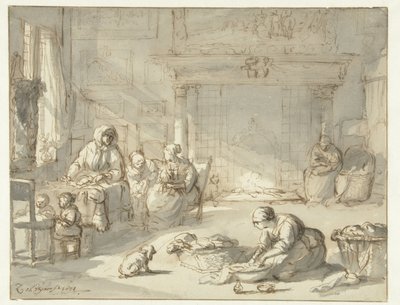 Interior of a House with Women and Children by Zacharias Blijhooft