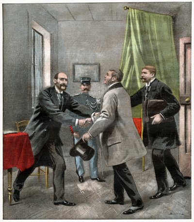 Alfred Dreyfus with his lawyers by . .