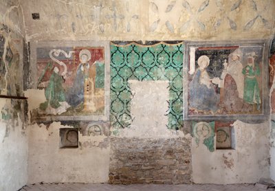 Biertan fortified church. Catholic tower frescoes by . .