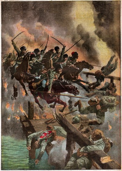 Attack of Russian Cossacks by Ferdinand Georg Waldmuller
