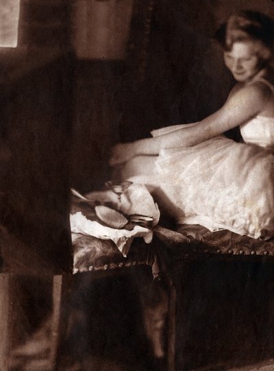 Classic dancer dressing in her lodge, 1929 (print) by . .