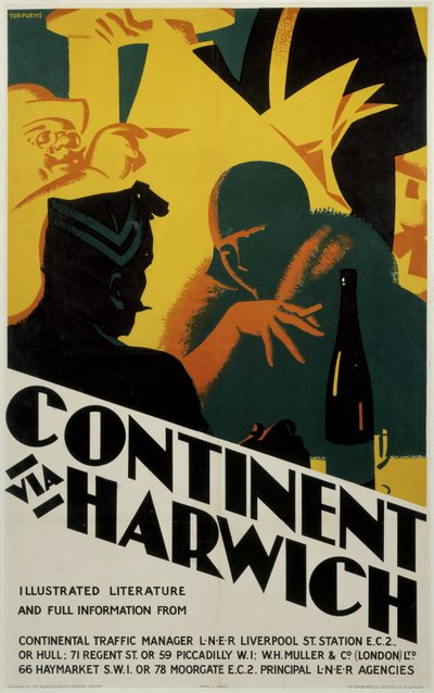 Continent via Harwich, LNER poster by Ferdinand Georg Waldmuller