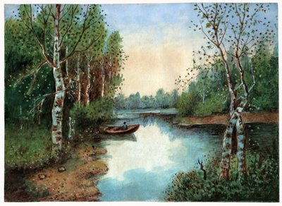 Pond with a Boat by . .