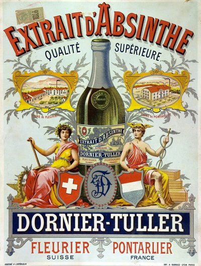 Advertisement for DOrnier Tuller Absinthe, Chromolithograph 1890 by Frederick (attr. to) Barnard