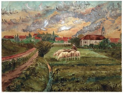 Sheep flock by . .