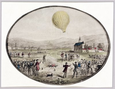 The First Public Balloon Ascent, 5 June 1783 by Frederick (attr. to) Barnard