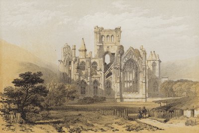 Melrose Abbey, from the East by after David Roberts