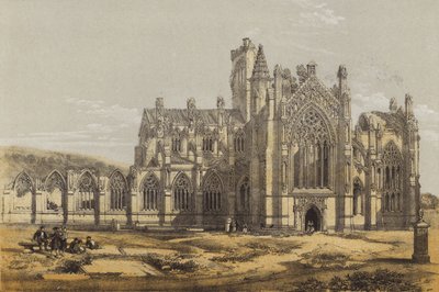 Melrose Abbey, from the South by after David Roberts