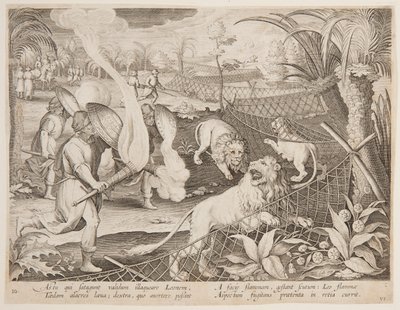 Lion Trap by after Jan van der Straet, called Stradanus