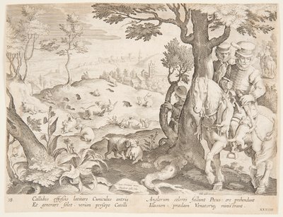 Rabbit Hunt by after Jan van der Straet, called Stradanus