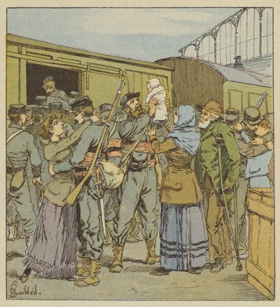 Embarkation of the Parisian Franc-Tireurs by after Louis Charles Bombled