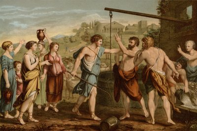 Moses Defending the Daughters by after Nicolas Poussin