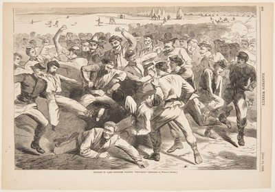 Holiday in Camp – Soldiers Playing "Foot-Ball" by after Winslow Homer