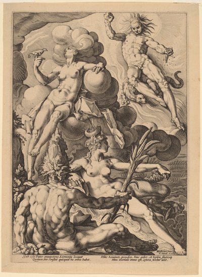 The Four Elements by attributed to Jacob Matham, after Hendrick Goltzius