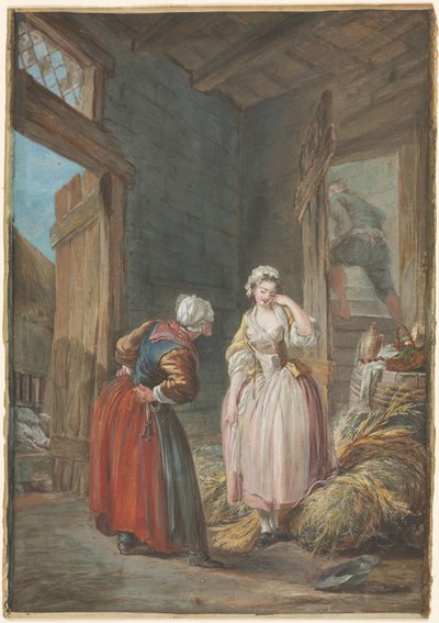 The Surprised Lovers by attributed to Pierre Antoine Baudouin
