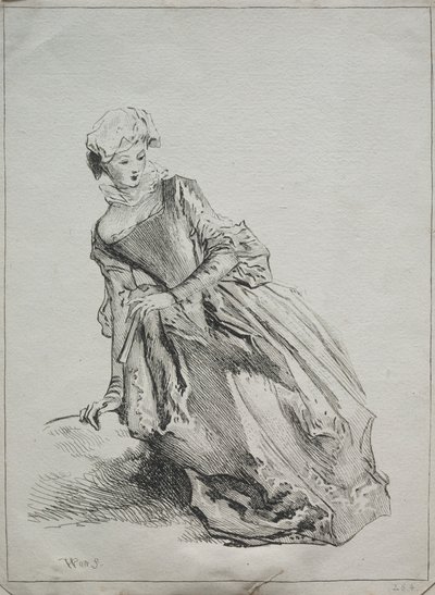 Woman Seated by copy after Jean Antoine Watteau