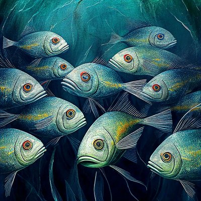 Fishes in Ocean by F. Abderrahim