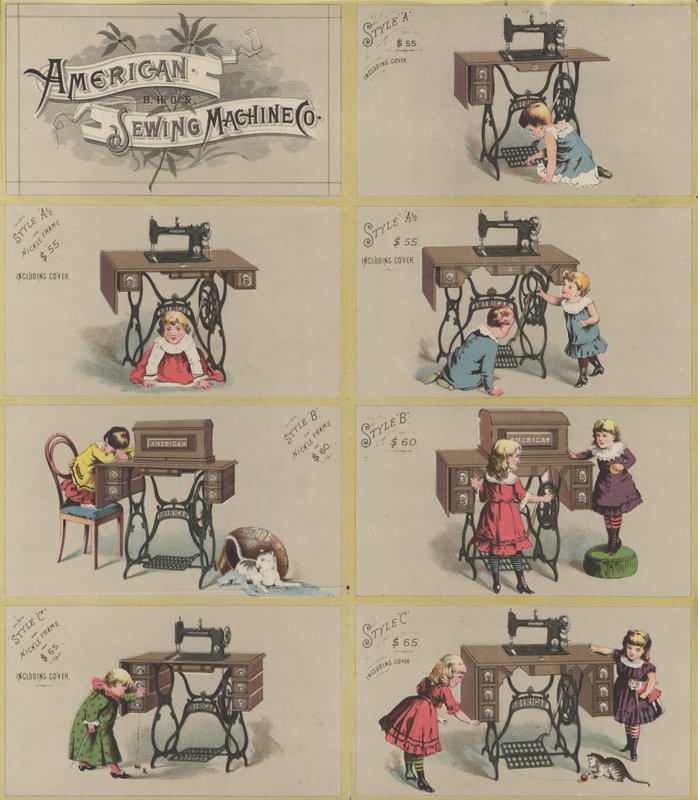 Advertisement for the American Sewing Machine Company by American School