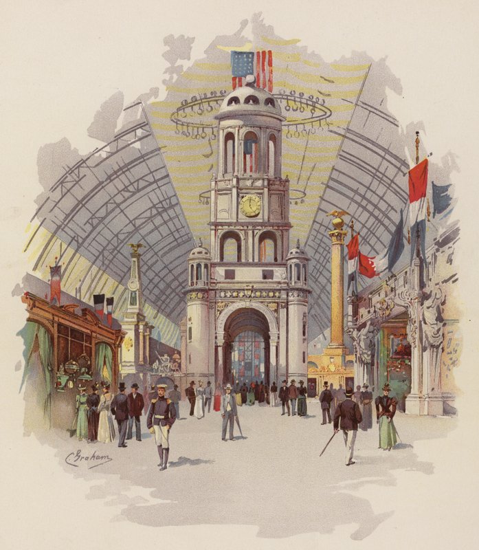 Interior of Manufactures and Liberal Arts Building by American School