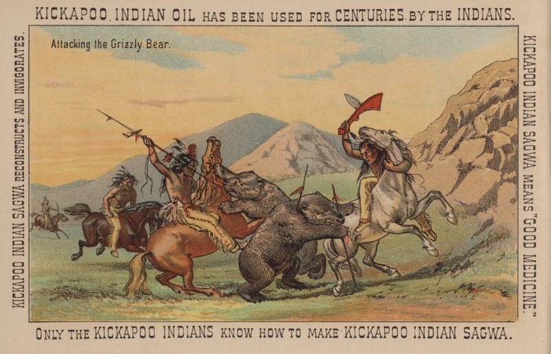 Native Americans Attacking Grizzly Bears by American School