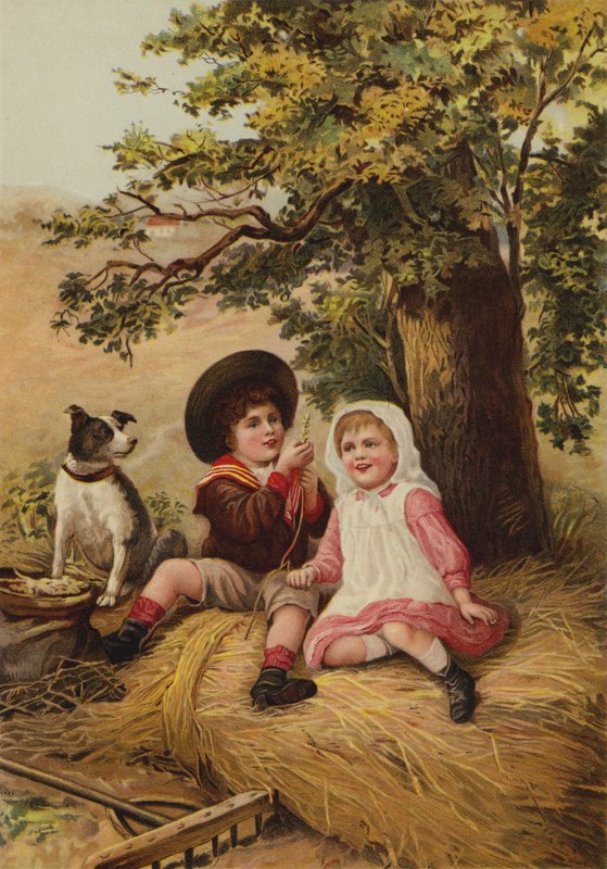 Children Playing in the Countryside by English School