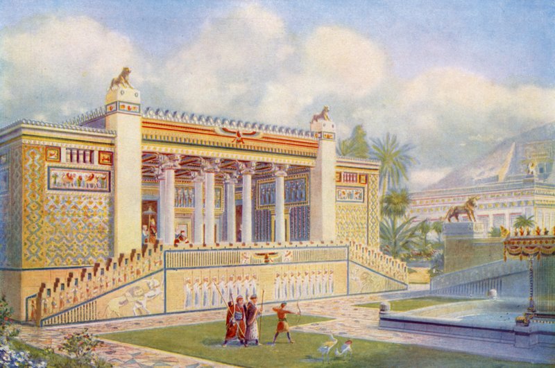 Facade of the Palace of Darius at Persepolis Bright with Colour, Movement and Life by English School