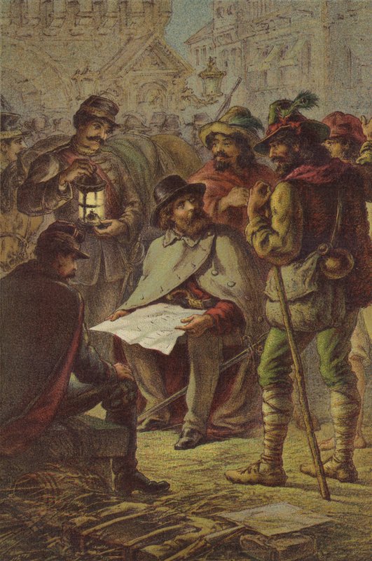 Garibaldi and the peasant guides by English School