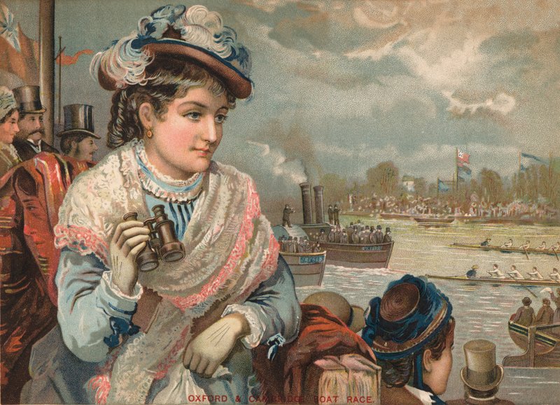 Lady watching the Oxford and Cambridge boat race by English School