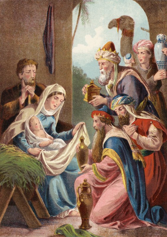 Nativity of Jesus Christ, with Three Wise Men by English School