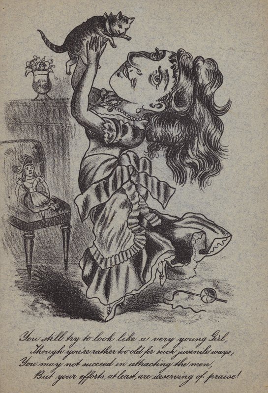 Woman holding a cat by English School