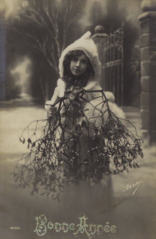 Girl Carrying Mistletoe by French Photographer