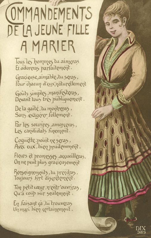 Commandments for the Young Girl to Be Married by French School