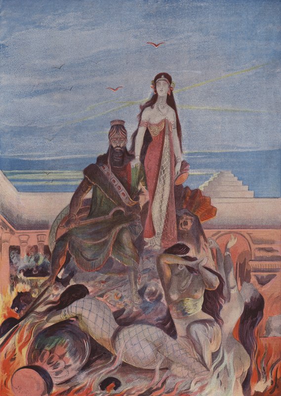 The Funeral Pyre of Sardanapalus by French School