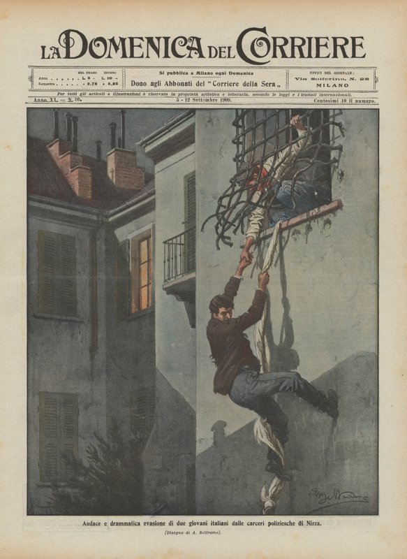 Audacious and Dramatic Escape of Two Young Italians from the Police Prisons of Nice by Achille Beltrame