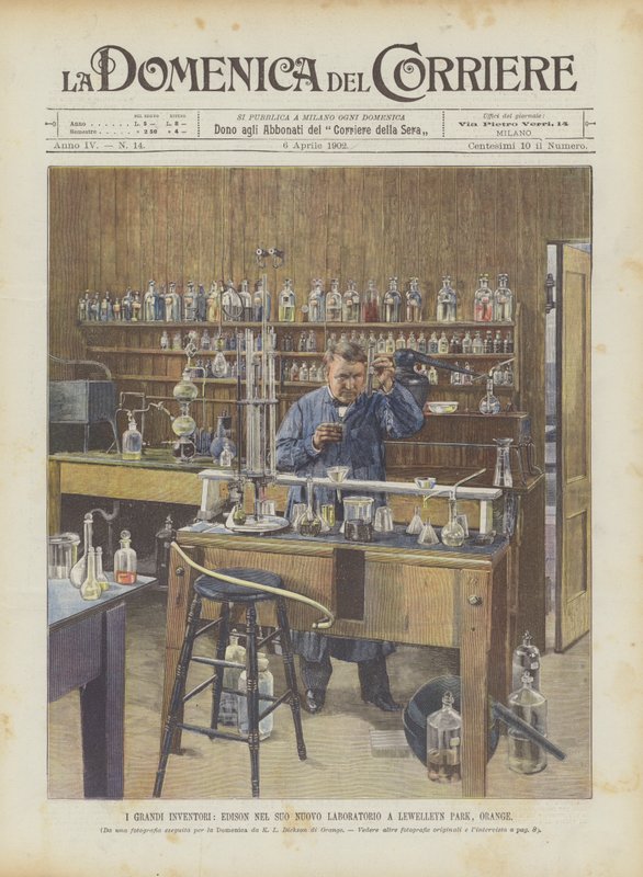 The Great Inventors, Edison in His New Laboratory at Lewellyn Park, Orange by Achille Beltrame