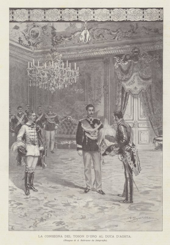 The Presentation of the Golden Fleece to the Duke of Aosta by Achille Beltrame