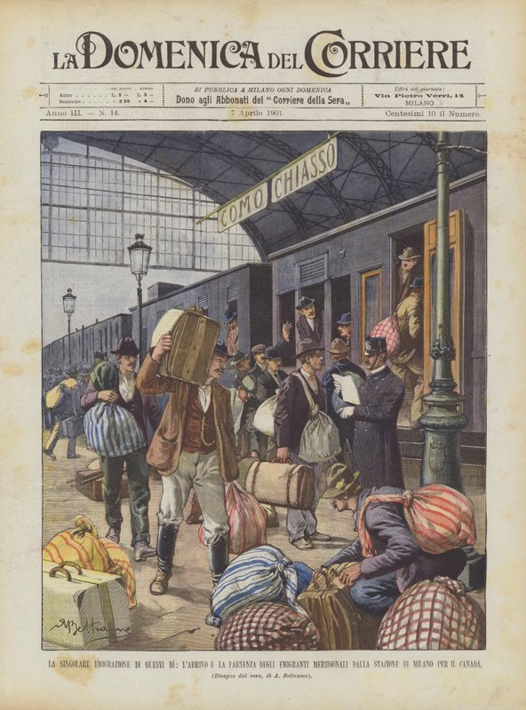 The Singular Emigration of These Days, The Arrival and Departure of Southern Emigrants by Achille Beltrame