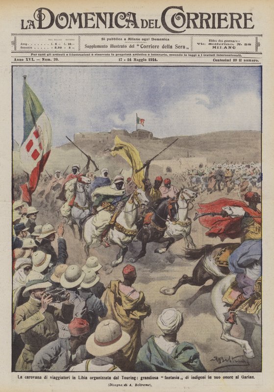 The Caravan of Travelers in Libya Organized by the Touring Club, Grand Fantasy of Natives in Their Honor at Garian by Achille Beltrame