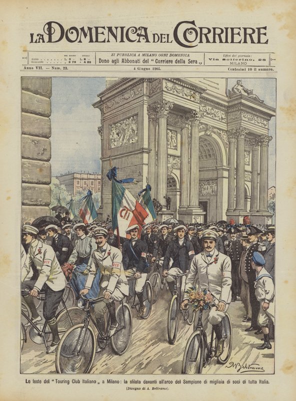 The Celebrations of the Italian Touring Club in Milan, the Parade in Front of the Simplon Arch of Thousands ? by Achille Beltrame