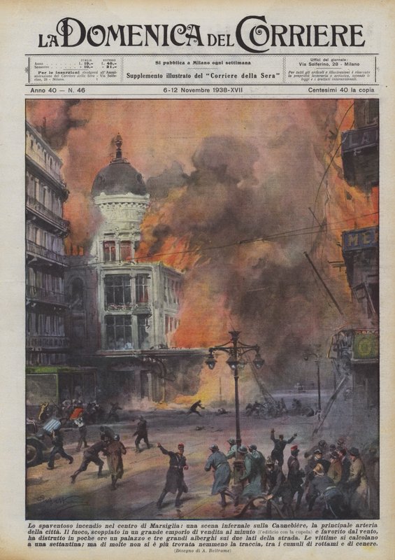 The Terrible Fire in the Center of Marseille, an Infernal Scene on the Canebière by Achille Beltrame