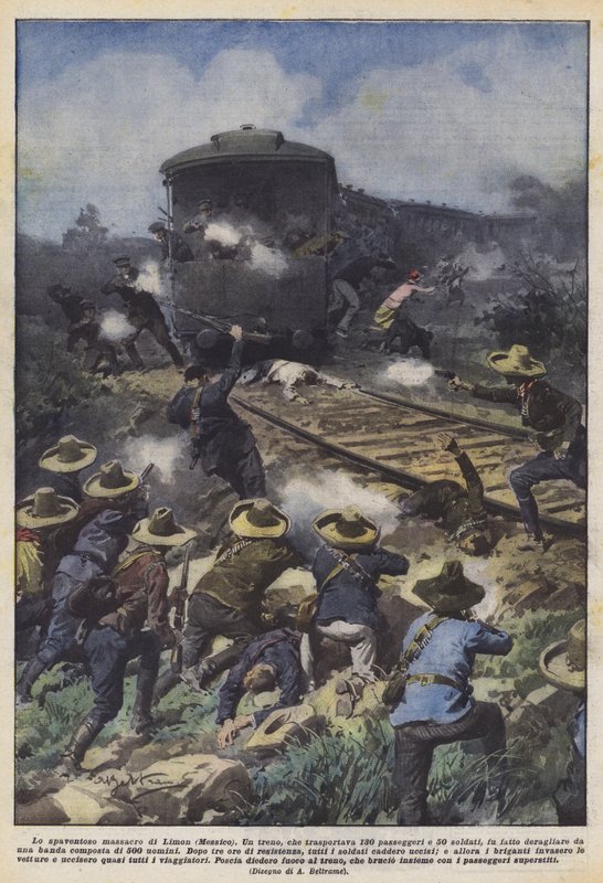 The Frightening Massacre of Limon (Mexico) by Achille Beltrame