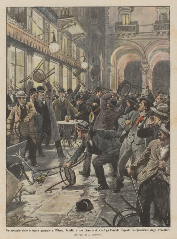 An Episode of the General Strike in Milan, Assault on a Brewery in Via Ugo Foscolo Repelled by Achille Beltrame