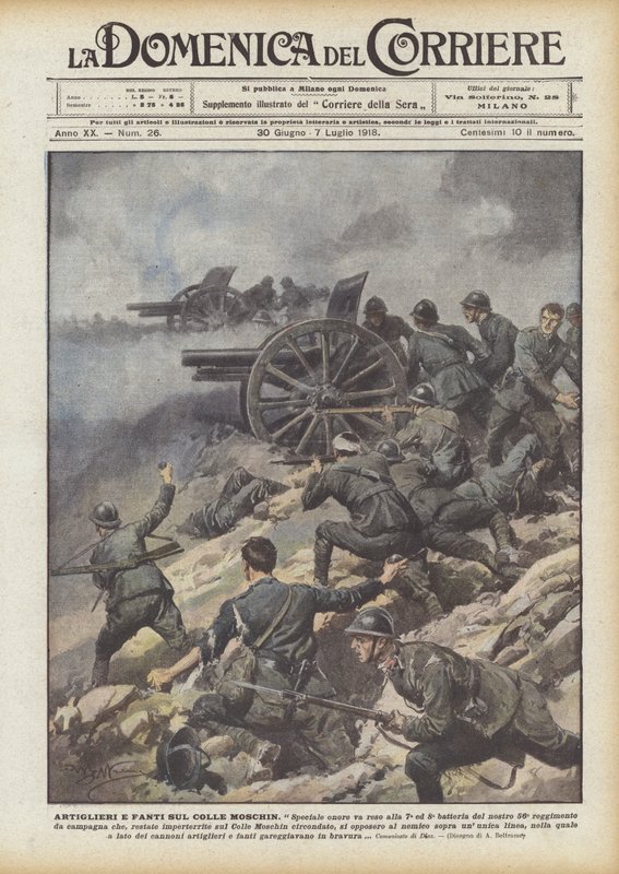 Artillerymen and Infantry on Colle Moschin by Achille Beltrame